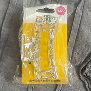 Yellow and White Bunny Claw Clip